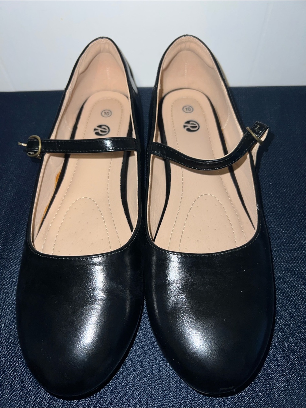 Women's Black Mary Jane Flats with Buckle Strap Size 10